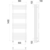 Водяной полотенцесушитель Terminus Ватра П25 500х1400 Хром, нижнее подключение, G 1/2" ВР, с комплектом вентилей арт-4670078530578 — фото 4, Водяные полотенцесушители