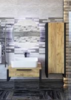 Шкаф пенал Sanflor Гард 43 Дуб крафт золотой Черный арт-С22583 — фото 4, Пеналы для ванной комнаты