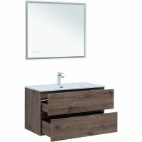 Тумба под раковину Aquanet Алвита New 90 подвесная Дуб веллингтон табак арт-334187 — фото 9, Тумбы под раковину