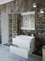 Тумба с раковиной Sanflor Чикаго 75 подвесная Дуб крафт белый арт-С16781 — фото 4, Тумбы с раковиной