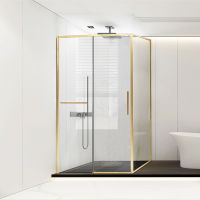 Душевой уголок Vincea Slim Soft 130x80 профиль Брашированное золото стекло прозрачное арт-VSR-1SS8013CLG — фото 1, Прямоугольные душевые уголки