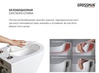 Товар: Унитаз Grossman подвесной Белый с сиденьем Микролифт арт-GR-4479SQ - фото 8 Унитаз Grossman подвесной Белый с сиденьем Микролифт арт-GR-4479SQ — фото 8, Подвесные унитазы