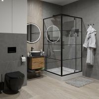 Душевой уголок Niagara Nova 80х80 NG-0280-08 BLACK профиль Черный стекло прозрачное арт-_02800831BLACK — фото 1, Квадратные душевые уголки