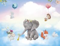 Фреска детская Ortograf Для самых маленьких 32943 Фактура флок FLK Флизелин (3,5*2,7) Разноцветный, Животные/Воздушные шары арт-32943 (флок FLK) — фото 2, Фрески