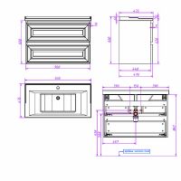 Тумба под раковину Caprigo Ponza 90 подвесная Серая матовая арт-13523-030.000.00.20 — фото 5, Тумбы под раковину