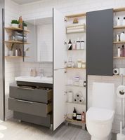 Товар: Шкаф пенал 1MarKa Gaula 40Н Графит матовый арт-У92552 - фото 4 Шкаф пенал 1MarKa Gaula 40Н Графит матовый арт-У92552 — фото 4, Пеналы для ванной комнаты