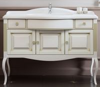 Тумба под раковину Opadiris Лаура 120 Белая матовая с золотой патиной ручки Swarovski Золото арт-Z0000009324 — фото 1, Тумбы под раковину