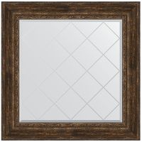 Зеркало Evoform Exclusive-G 92х92 с гравировкой в багетной раме - Состаренное дерево с орнаментом 120 мм арт-BY 4344 — фото 1, Зеркала в ванную комнату