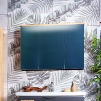 Зеркальный шкаф Бриклаер Форест 100 с подсветкой Дуб золотой Антрацит арт-4627125414725 — фото 1, Зеркальные шкафы в ванную