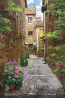 Фреска Ortograf Городской пейзаж 5366 Фактура флок FLK Флизелин (2*3) Коричневый/Зеленый/Розовый, Город/Цветы арт-5366 (флок FLK) — фото 2, Фрески