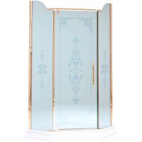 Душевой уголок Migliore Diadema Penta 90x90 профиль Бронза стекло матовое с декором арт-24169 — фото 1, Душевые уголки трапеция