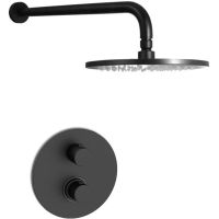 Душевая система Paffoni Light с термостатом Черная матовая арт-KITLIQ013NO — фото 1, Встраиваемые душевые комплекты