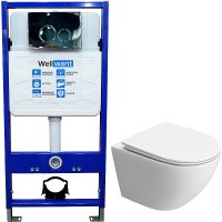 Комплект унитаза BelBagno Uno-Tor BB5177CH-TOR/SC с инсталляцией WellWant Standart 50 WWISI1110B с сиденьем Микролифт и клавишей смыва Хром глянцевый арт-BB5177CH-TOR/SC+WWISI1110B — фото 1, Комплекты унитаз + инсталляция