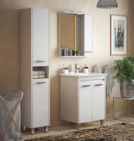 Зеркало со шкафом Corozo Лорена 75 с подсветкой Лайн Белое арт-SD-00000297 — фото 3, Зеркальные шкафы в ванную