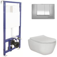 Комплект унитаза с инсталляцией Berges Ego Rimless с сиденьем Микролифт и клавишей смыва Хром арт-047243 — фото 1, Комплекты унитаз + инсталляция