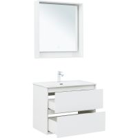 Тумба под раковину Aquanet Милан 80 подвесная Белый глянец арт-336369 — фото 12, Тумбы под раковину