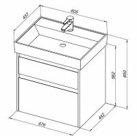Тумба с раковиной Aquanet Nova Lite 60 подвесная Дуб серый арт-305233 — фото 9, Тумбы с раковиной