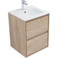 Тумба под раковину Aquanet Милан 50 подвесная Дуб светлый арт-336381 — фото 4, Тумбы под раковину