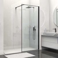 Душевая перегородка Vincea Walk-In 80 профиль Черный матовый стекло прозрачное арт-VSW-1HS800CLB — фото 1, Душевые перегородки