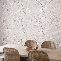 Обои Andrea Rossi Nisida Винил на флизилине (1,06*10) Серый/Сиреневый, Цветы арт-54320-1 — фото 2, Обои для стен
