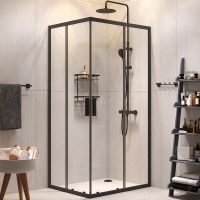 Товар: Комплект душевого уголка с душевой системой и аксессуарами AM.PM Gem S 100x80 профиль Черный матовый стекло прозрачное арт-WK93EQ - фото 2 Комплект душевого уголка с душевой системой и аксессуарами AM.PM Gem S 100x80 профиль Черный матовый стекло прозрачное арт-WK93EQ — фото 2, Прямоугольные душевые уголки