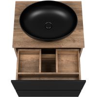 Тумба под раковину Brevita Dakota 60 Черный кварц Дуб Галифакс олово арт-DAK-07060-19/02-2Я — фото 5, Тумбы под раковину