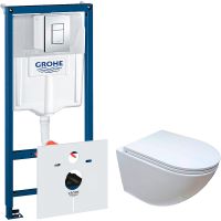 Комплект унитаза Ceruttispa B-2376-3 7183 с инсталляцией Grohe Rapid SL 38775001 с сиденьем Микролифт и клавишей смыва Хром арт-7183+38775001 — фото 1, Комплекты унитаз + инсталляция