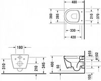 Унитаз Duravit Set ME by Starck подвесной с сиденьем Микролифт арт-45300900A1 — фото 3, Подвесные унитазы