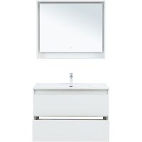 Тумба под раковину Aquanet Милан 100 подвесная Белый глянец арт-336370 — фото 12, Тумбы под раковину