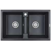 Кухонная мойка Paulmark Tandem 80/2 Черный металлик арт-PM238150-BLM — фото 1, Кухонные мойки