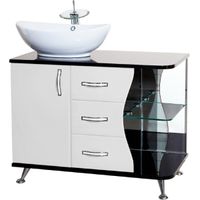 Тумба под раковину Bellezza Рио 90 L Черная Белая арт-4633615142269 — фото 1, Тумбы под раковину