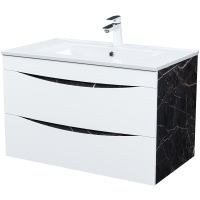 Тумба с раковиной Iddis Cloud 80 подвесная Белая матовая Черный мрамор арт-CLO80B0i95K — фото 1, Тумбы с раковиной