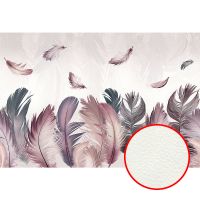 Фреска Ortograf Levity 33359 Фактура флок FLK Флизелин (4*2,7) Серый/Розовый, Перья арт-33359 (флок FLK) — фото 1, Фрески