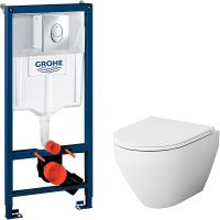 Комплект унитаза AM.PM Spirit FlashClean C701700WH+C707857WH с инсталляцией Grohe Rapid SL 38721001 с сиденьем Микролифт и клавишей смыва Хром арт-C701700WH+C707857WH+38721001 — фото 1, Комплекты унитаз + инсталляция