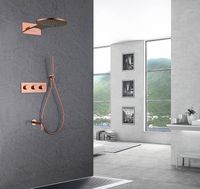 Душевая система Abber Wasser Kreis с термостатом Розовое золото арт-AF8150RG — фото 2, Встраиваемые душевые комплекты