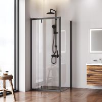 Душевой уголок AM.PM Gem 90х90 профиль Черный матовый стекло прозрачное арт-W90G-404-9090-BT — фото 4, Квадратные душевые уголки