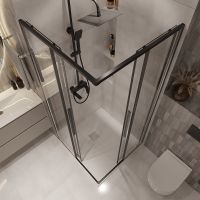 Душевой уголок Niagara Nova 80х80 профиль Черный матовый стекло прозрачное арт-NG-6822-34BLACK — фото 4, Квадратные душевые уголки