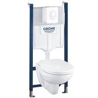 Комплект унитаза с инсталляцией Grohe Solido с сиденьем Микролифт и клавишей смыва арт-39117000 — фото 1, Комплекты унитаз + инсталляция