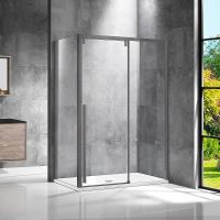 Душевой уголок Vincea Lugano 130x100 профиль Вороненая сталь стекло прозрачное арт-VSR-1L1013CLGM-1 — фото 1, Прямоугольные душевые уголки