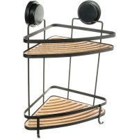 Полка корзина Fixsen Magic Wood угловая Черная матовая Дерево арт-FX-920B-2 — фото 1, Полки для ванной и душа