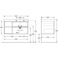 Тумба под раковину Kerama Marazzi Cubo 90 R CUB.90.2Rh\MAL.N подвесная Мальва матовый Структурированный орех арт-CUB.90.2Rh\MAL.N — фото 4, Тумбы под раковину