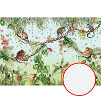 Фреска Ortograf Miracle 33859 Фактура бархат FX Флизелин (4*2,7) Голубой/Зеленый/Разноцветный, Листья/Животные арт-33859 (бархат FX) — фото 1, Фрески