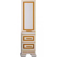 Шкаф пенал Opadiris Оникс 50 R Белый глянцевый с золотой патиной арт-Z0000005742 — фото 1, Пеналы для ванной комнаты