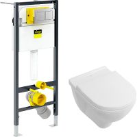 Комплект унитаза Villeroy&Boch O Novo 5660H101 с инсталляцией Viega Prevista Dry 8524.14 792596 с сиденьем Микролифт и клавишей смыва Хром арт-5660H101+792596 — фото 1, Комплекты унитаз + инсталляция