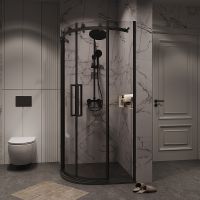 Душевой уголок Grossman Classic 100х100 профиль Черный матовый стекло прозрачное арт-301.K33.04.1010.21.00 — фото 5, Душевые уголки четверть круга