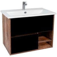 Тумба под раковину VIANT Люксембург 60 подвесная Черная матовая Кейптаун арт-VLUX60ELCH-T2YP — фото 1, Тумбы под раковину