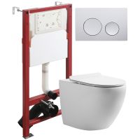 Комплект унитаза с инсталляцией Orange с сиденьем Микролифт и клавишей смыва Хром глянцевый арт-CI07-150W+APB100 — фото 1, Комплекты унитаз + инсталляция