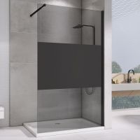 Душевая перегородка Abber Immer Offen 120 профиль Черный стекло прозрачное с тонированной полосой арт-AG69120BT — фото 1, Душевые перегородки