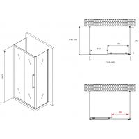 Душевой уголок Abber Schwarzer Diamant 140x80 профиль Черный стекло матовое арт-AG30140BMH-S80BM-S80BM — фото 5, Прямоугольные душевые уголки