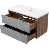 Тумба с раковиной Brevita Chester 90 подвесная Серая матовая Дуб Чарльстон темно-коричневый арт-УТ000022882 — фото 4, Тумбы с раковиной